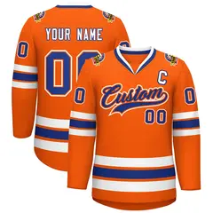 Orange Royal Orange-White Classic Style Hockey Jersey 1