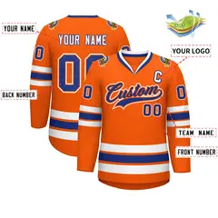 Orange Royal Orange-White Classic Style Hockey Jersey 2