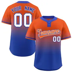 Orange Royal Orange-White Gradient Two-Button Softball Jersey 1