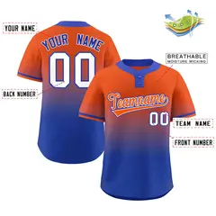 Orange Royal Orange-White Gradient Two-Button Softball Jersey 2