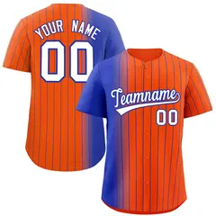 Orange Royal Pinstripe Gradient Baseball Jersey 1