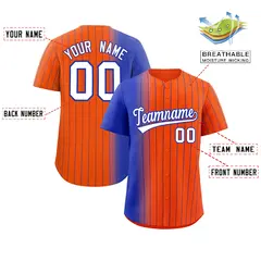 Orange Royal Pinstripe Gradient Baseball Jersey 2