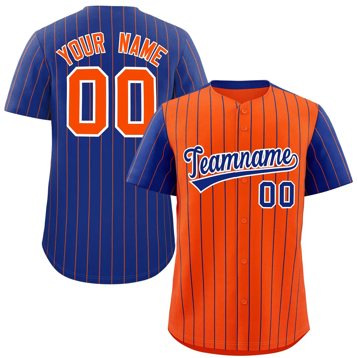 Orange Royal Pinstripe Raglan Baseball Jersey