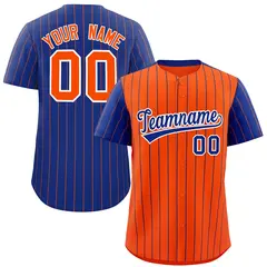 Orange Royal Pinstripe Raglan Baseball Jersey 1