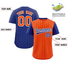 Orange Royal Pinstripe Raglan Baseball Jersey 2