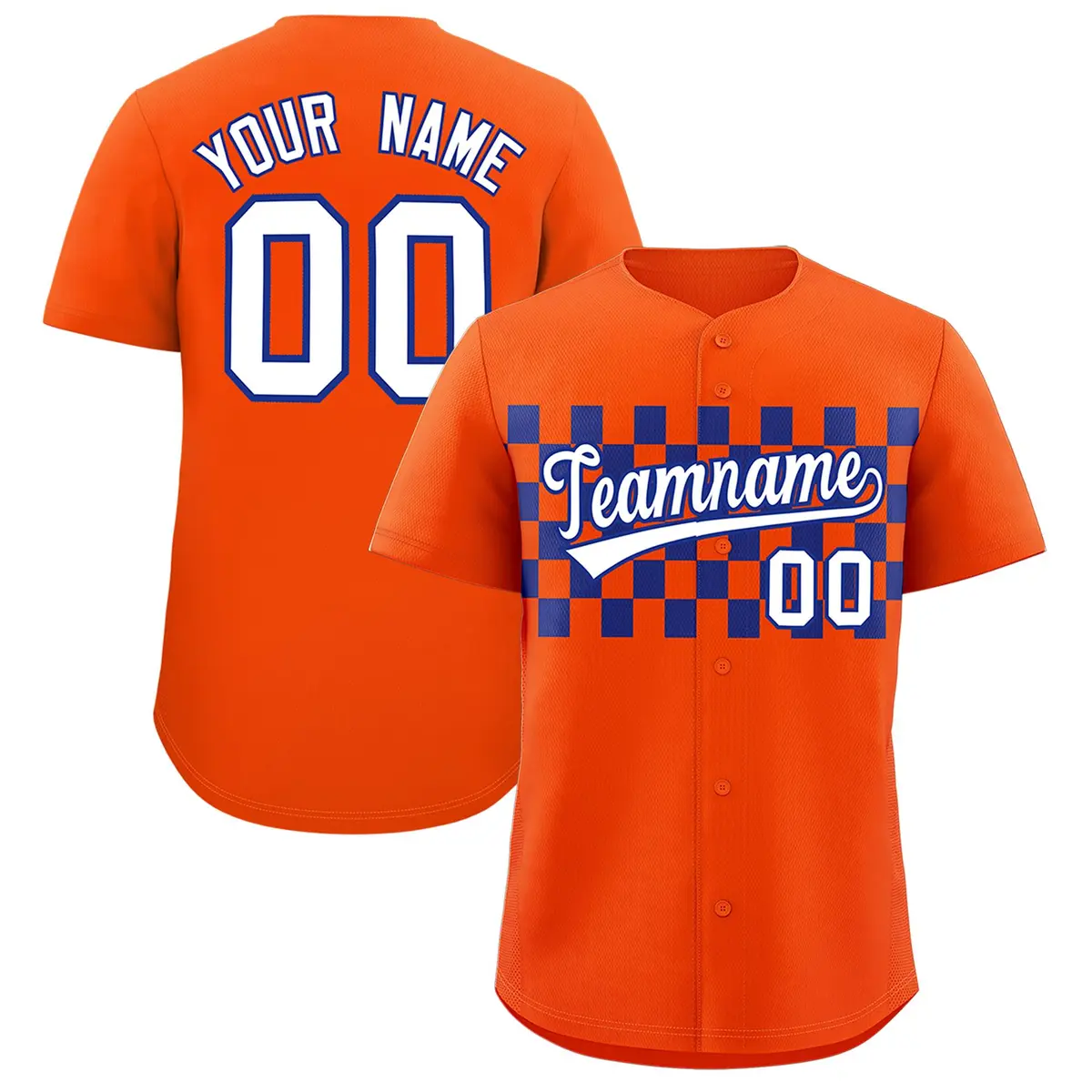 Orange Royal Plaid Fashion Authentic Baseball Jersey