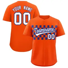 Orange Royal Plaid Fashion Authentic Baseball Jersey 1