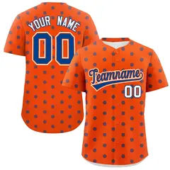 Orange Royal Polka Dot Graffiti Authentic Baseball Jersey