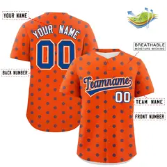 Orange Royal Polka Dot Graffiti Authentic Baseball Jersey 2