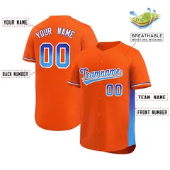 Orange Royal-Powder Blue Gradient Side Baseball Jersey 2