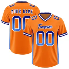 Orange Royal Powder Blue Gradient Sides Football Jersey
