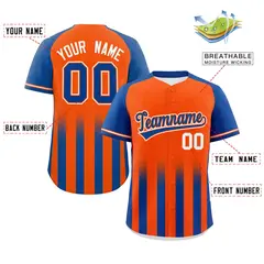 Orange Royal Raglan Gradient Thick Stripe Baseball Jersey 2