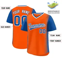 Orange Royal Raglan Pullover Authentic Baseball Jersey 2