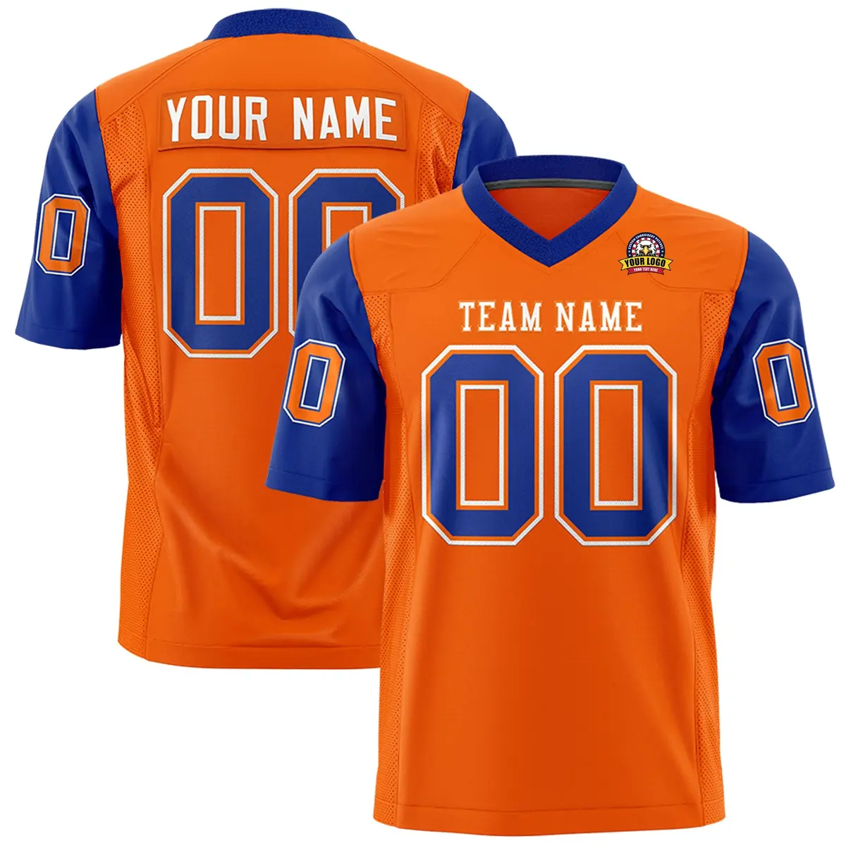 Orange Royal Raglan Sleeves Authentic Football Jersey