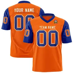 Orange Royal Raglan Sleeves Authentic Football Jersey 1