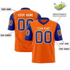 Orange Royal Raglan Sleeves Authentic Football Jersey 2