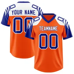 Orange Royal Raglan Sleeves Pattern Football Jersey