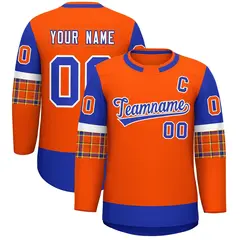 Orange Royal Raglan Sleeves Round-Neck Hockey Jersey
