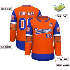 Orange Royal Raglan Sleeves Round-Neck Hockey Jersey 2