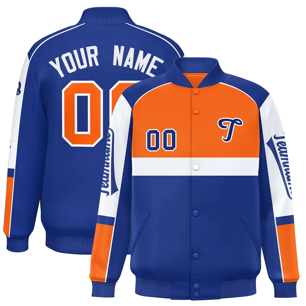 Orange Royal Raglan Sleeves Varsity Letterman Jacket