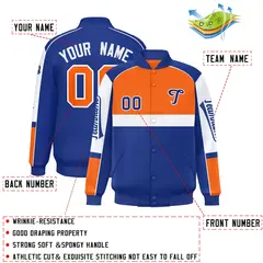 Orange Royal Raglan Sleeves Varsity Letterman Jacket 2