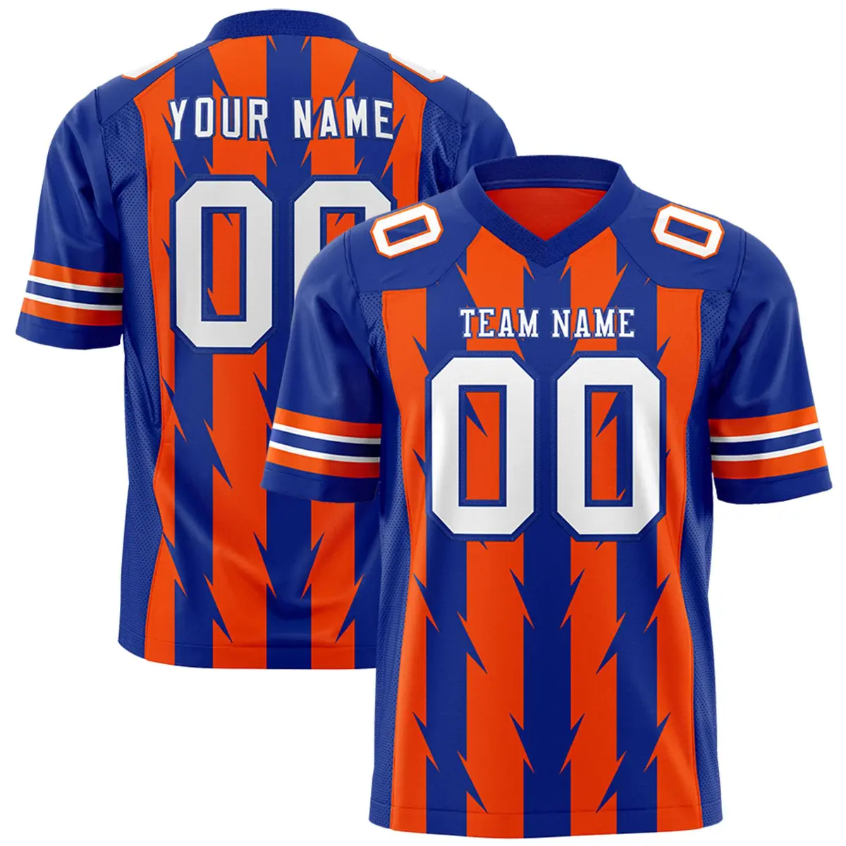 Orange Royal Razr Stripe Graffiti Pattern Flag Football Jersey