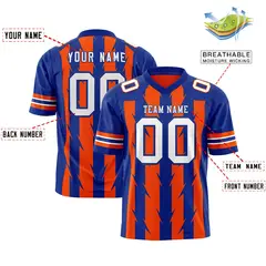 Orange Royal Razr Stripe Graffiti Pattern Flag Football Jersey 2