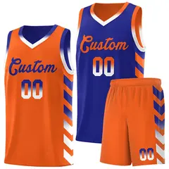 Orange Royal Reversible Basketball Kits - Side Arrow Royal White Gradient