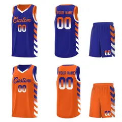 Orange Royal Reversible Basketball Kits - Side Arrow Royal White Gradient 2