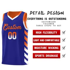 Orange Royal Reversible Basketball Kits - Side Arrow Royal White Gradient 3