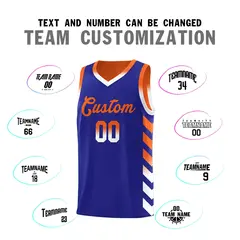 Orange Royal Reversible Basketball Kits - Side Arrow Royal White Gradient 4