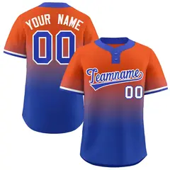 Orange Royal Royal-White Gradient Two-Button Softball Jersey
