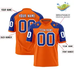 Orange Royal Shoulder Star Pattern Flag Football Jersey 2