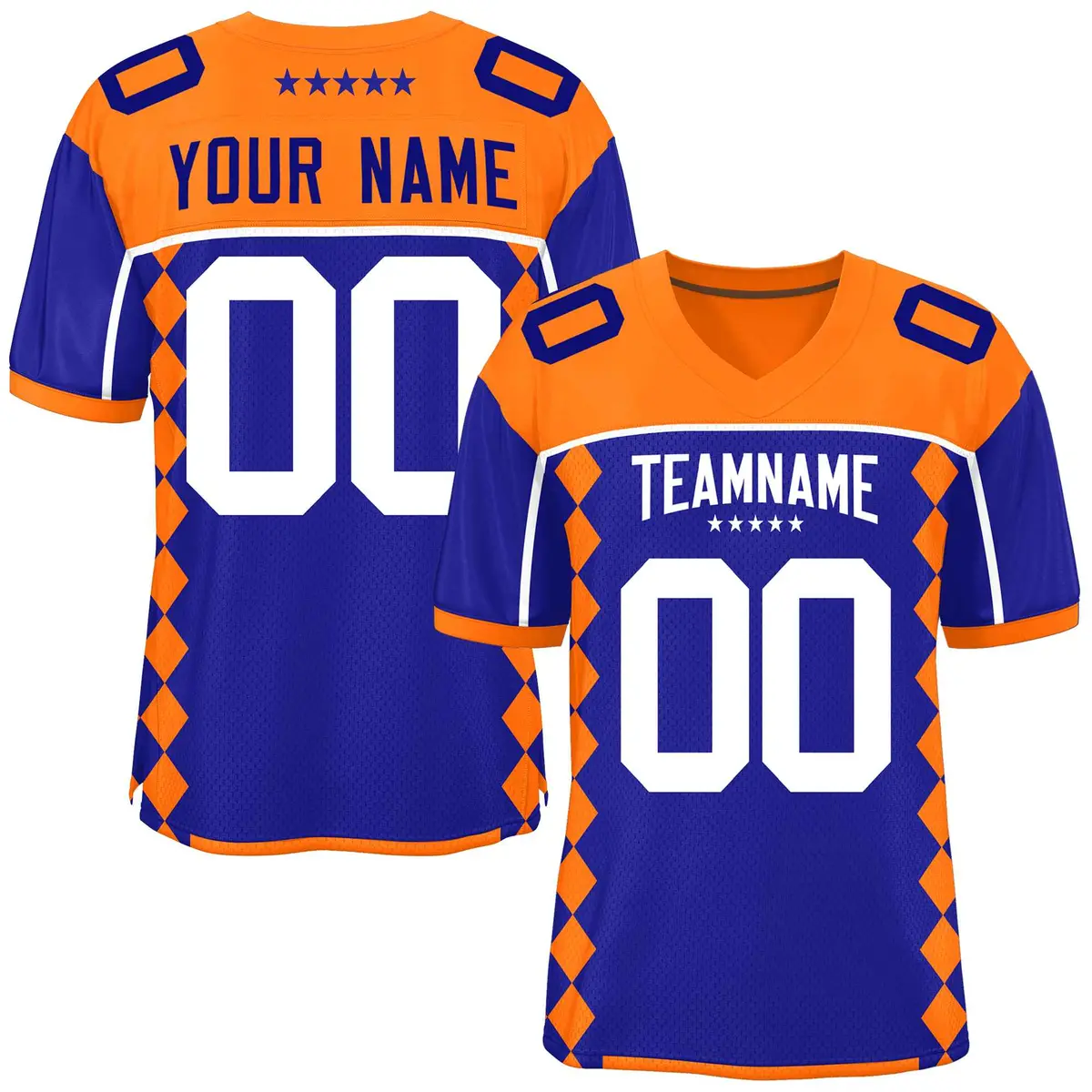 Orange Royal Side Blocks Raglan Football Jersey
