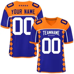 Orange Royal Side Blocks Raglan Football Jersey