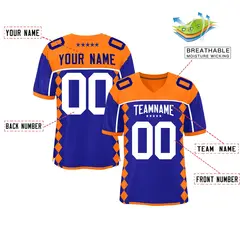 Orange Royal Side Blocks Raglan Football Jersey 2