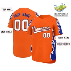 Orange Royal Side Flame Outline Basketball Jersey 2