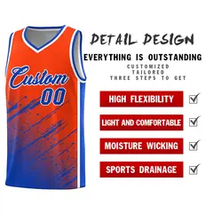 Orange Royal Splash Basketball Uniforms for Practice 2
