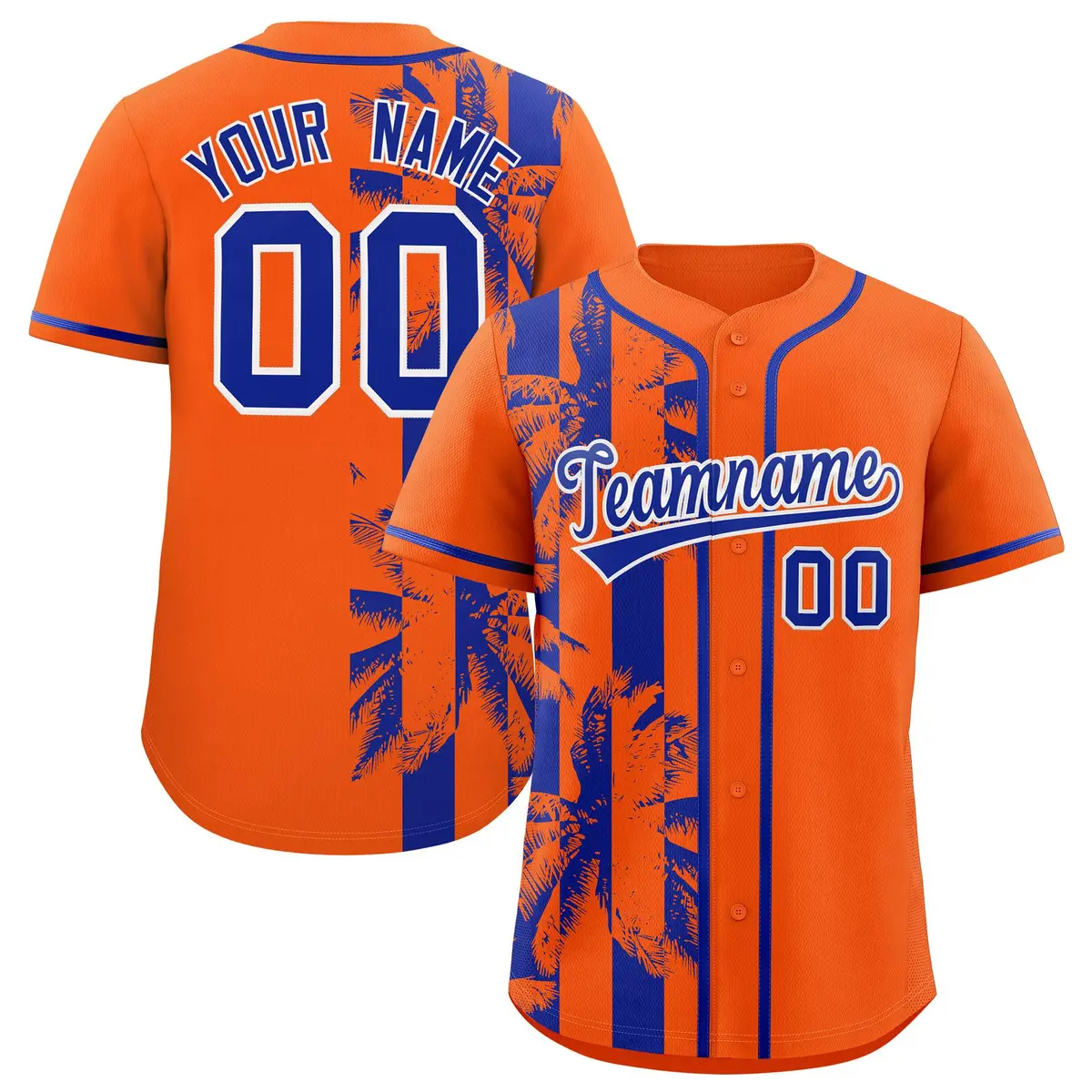 Orange Royal Split Coconut Tree Baseball Jersey
