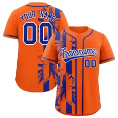 Orange Royal Split Coconut Tree Baseball Jersey 1