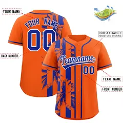 Orange Royal Split Coconut Tree Baseball Jersey 2