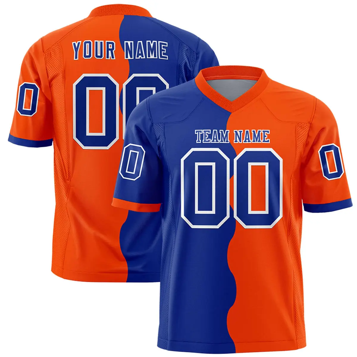 Orange Royal Split Fashion Mesh Football Jersey