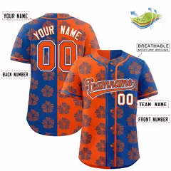 Orange Royal Split Flower Graffiti Authentic Baseball Jersey 2