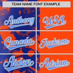 Orange Royal Split Graffiti Raglan Sleeve Baseball Jersey 3