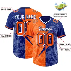Orange Royal Split Lightning Pattern Football Jersey 2