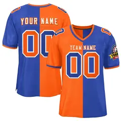 Orange Royal Split Two Tone Authentic Football Jersey 1