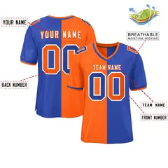 Orange Royal Split Two Tone Authentic Football Jersey 2