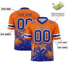 Orange Royal Star Gradient Flag Football Jersey 2