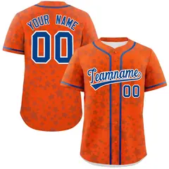 Orange Royal Star Graffiti Pattern Authentic Baseball Jersey 1
