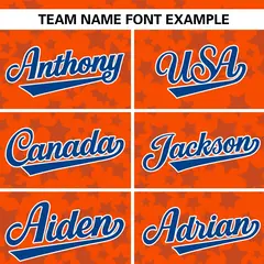 Orange Royal Star Graffiti Pattern Authentic Baseball Jersey 3